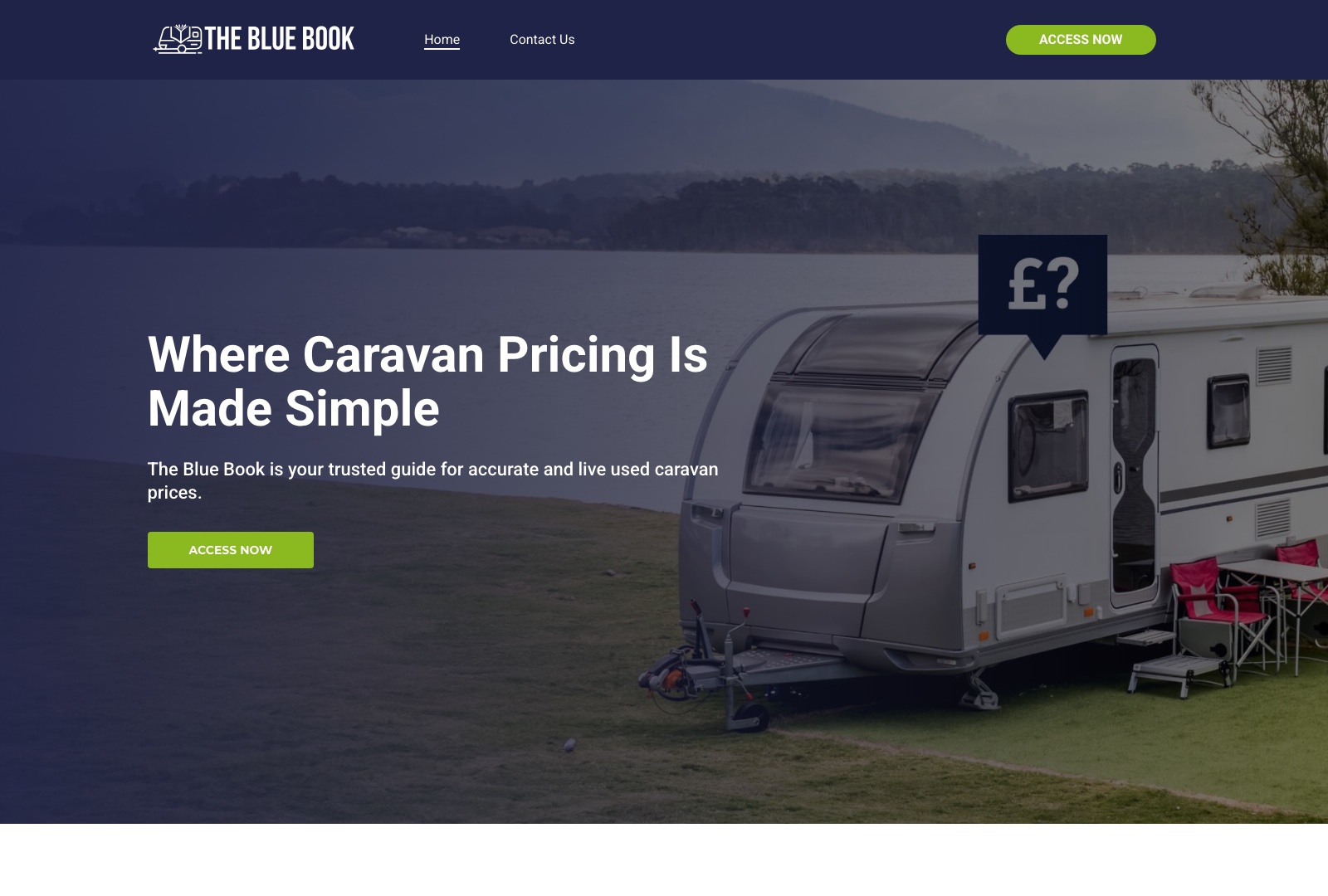 Caravan Blue Book live site screenshot